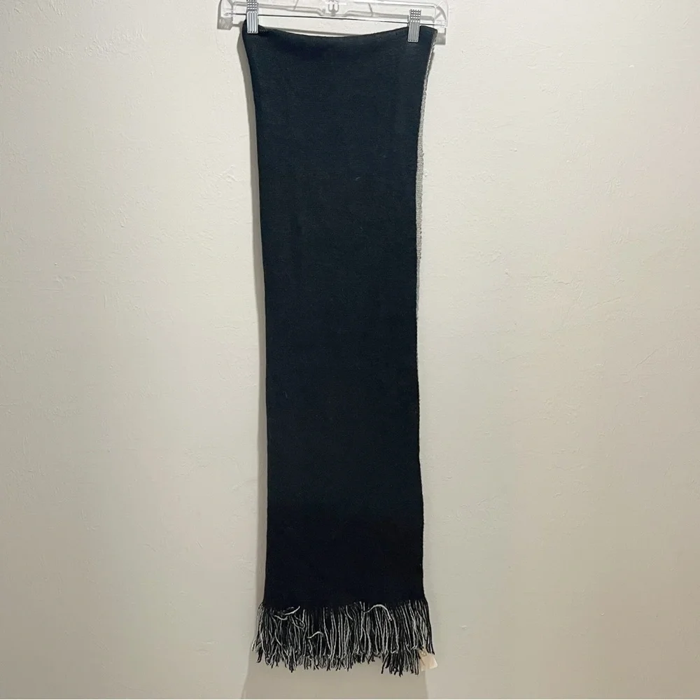 PRETTY PERSUATIONS Women’s Reversible Black Gray Long Fringe Scarf 88” X 24”